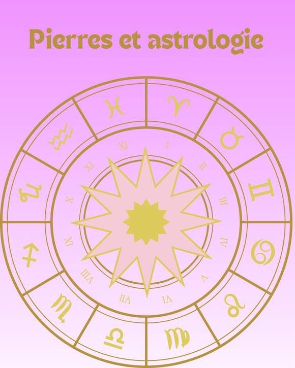 Pierres et astrologie - roue astrologique avec les 12 signes du zodiaque