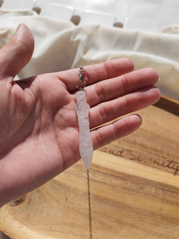 Pendule Dague Pierre Naturelle – Obsidienne Noire ou Cristal de Roche | Radiesthesie