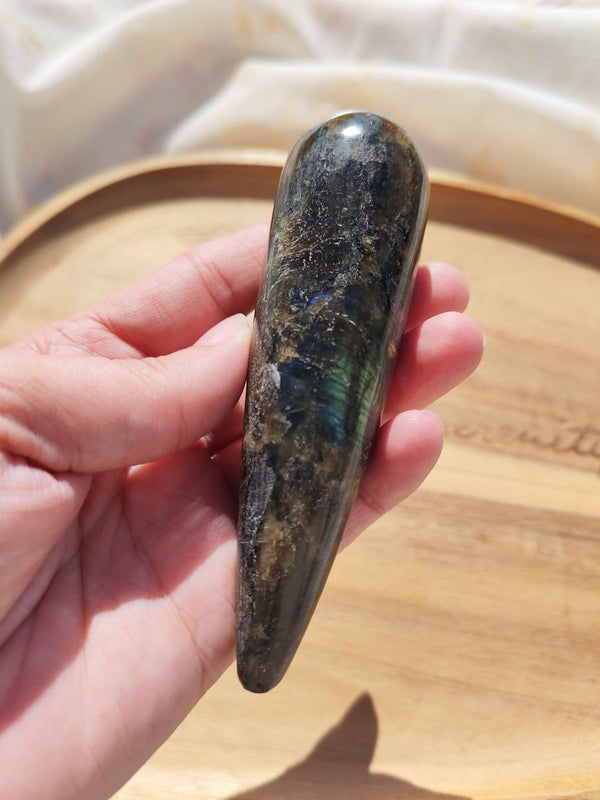 Bâton de Massage en Labradorite – Pierre Naturelle Lithothérapie | Pièce Unique