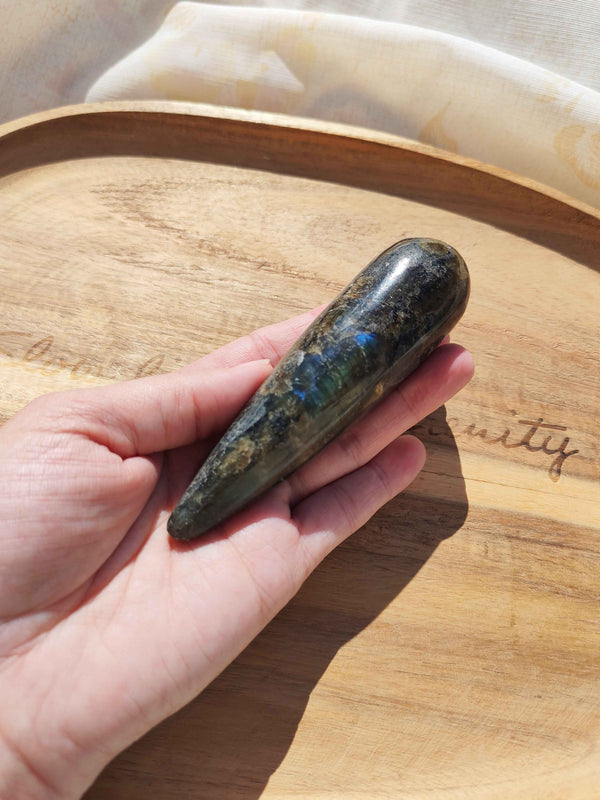 Bâton de Massage en Labradorite – Pierre Naturelle Lithothérapie | Pièce Unique