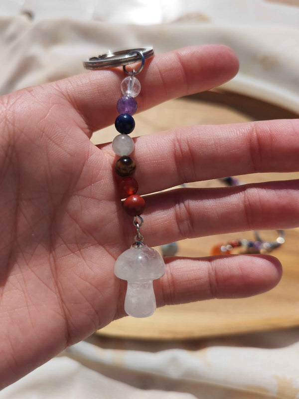 Porte-clés Champignon 7 Chakras – Pierres naturelles