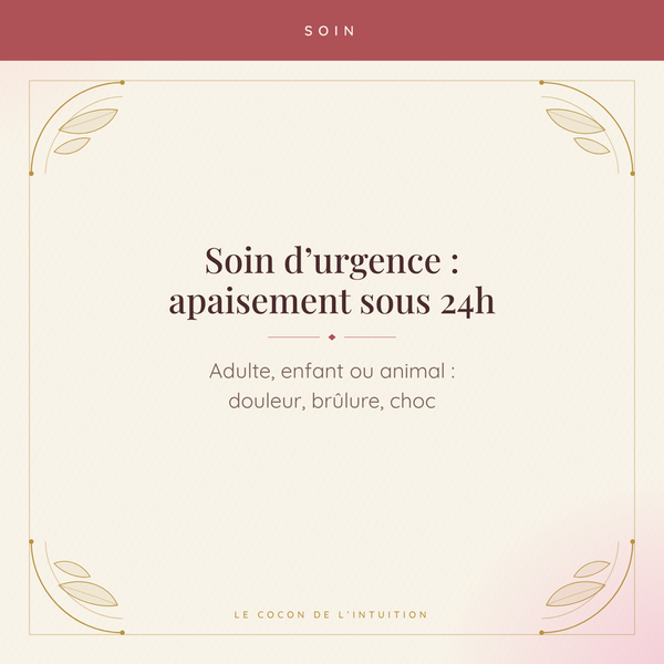 Soin d'urgence : apaisement sous 24h, adulte enfant ou animal — Le Cocon de l'Intuition